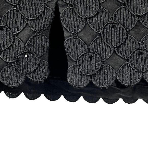 CARMEN MARC VALVO BLACK LATTICE DOT APPLIQUE CRYSTAL SLEEVELESS SHEATH DRESS - Picture 12 of 15